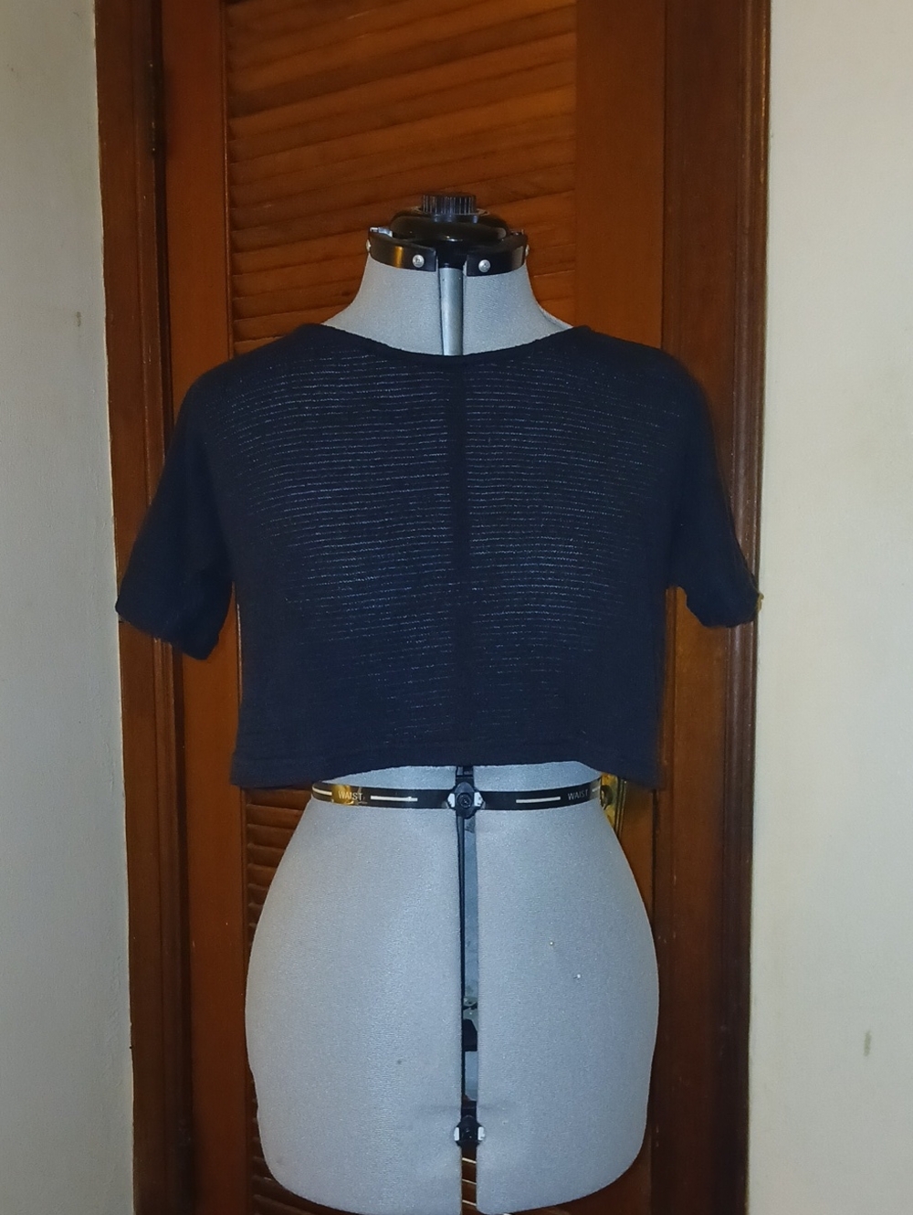 Tree of Life Black Cropped Knit Top